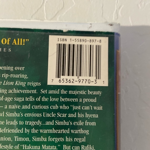 The Lion King Walt Disney Masterpiece VHS Tape - Picture 4 of 6